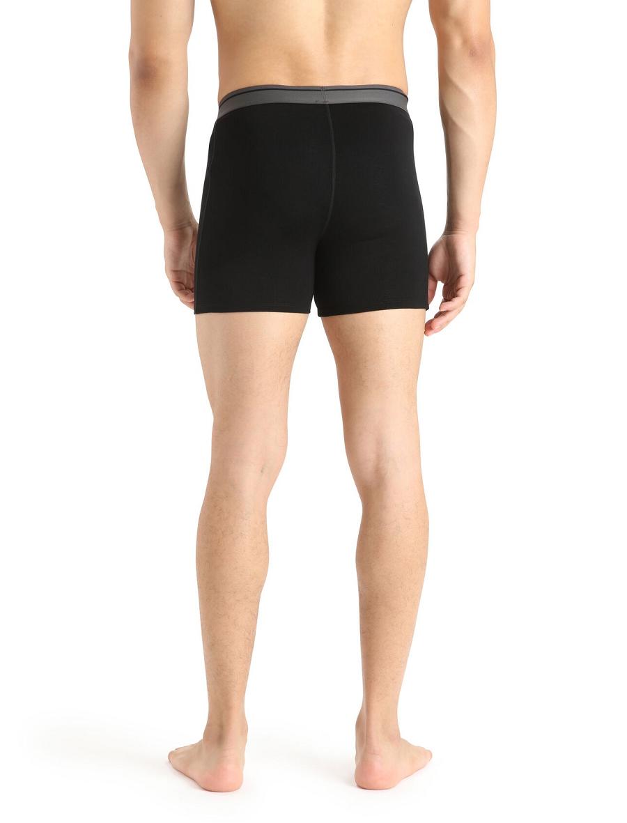 Men's Icebreaker Merino Anatomica Boxers With Fly 3 Pack Underwear Black | CA 1624RVDW